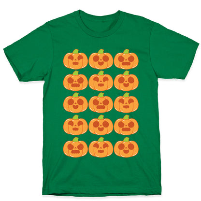 Kawaii Pumpkins Pattern Orange T-Shirt