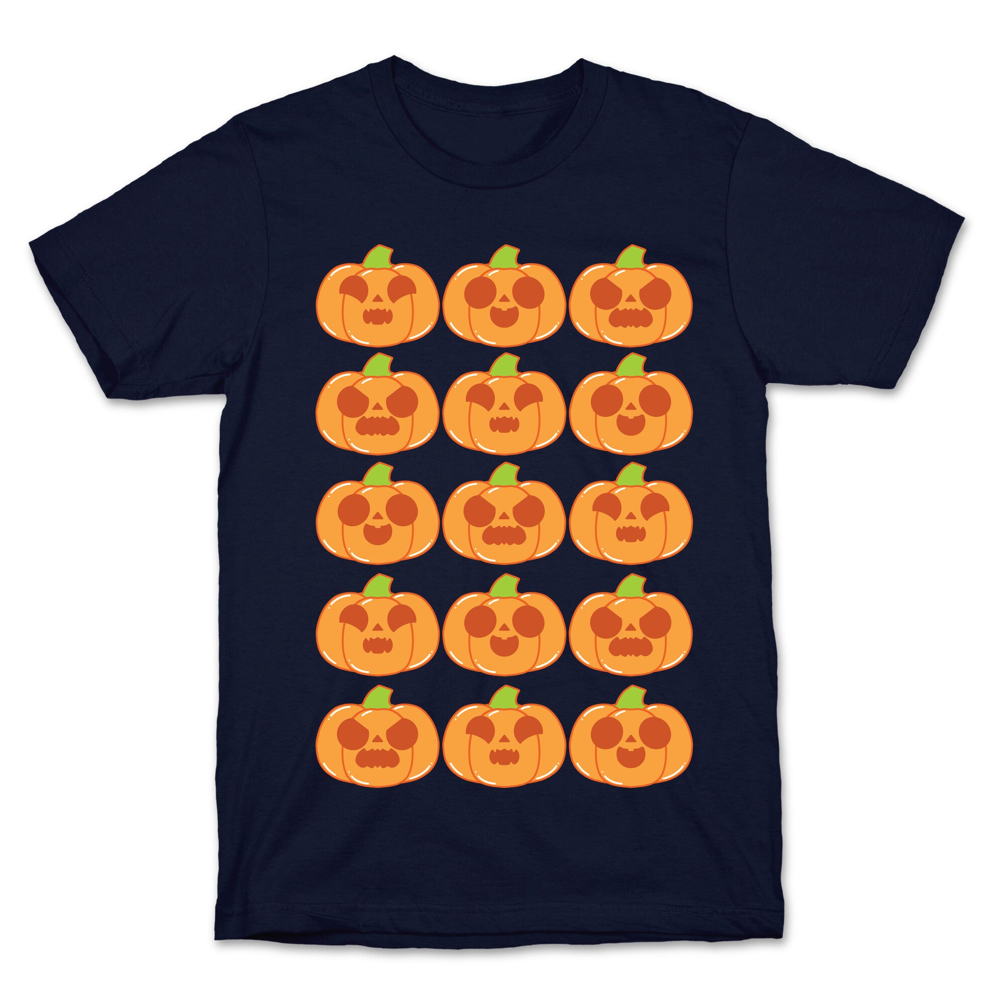 Kawaii Pumpkins Pattern Orange T-Shirt