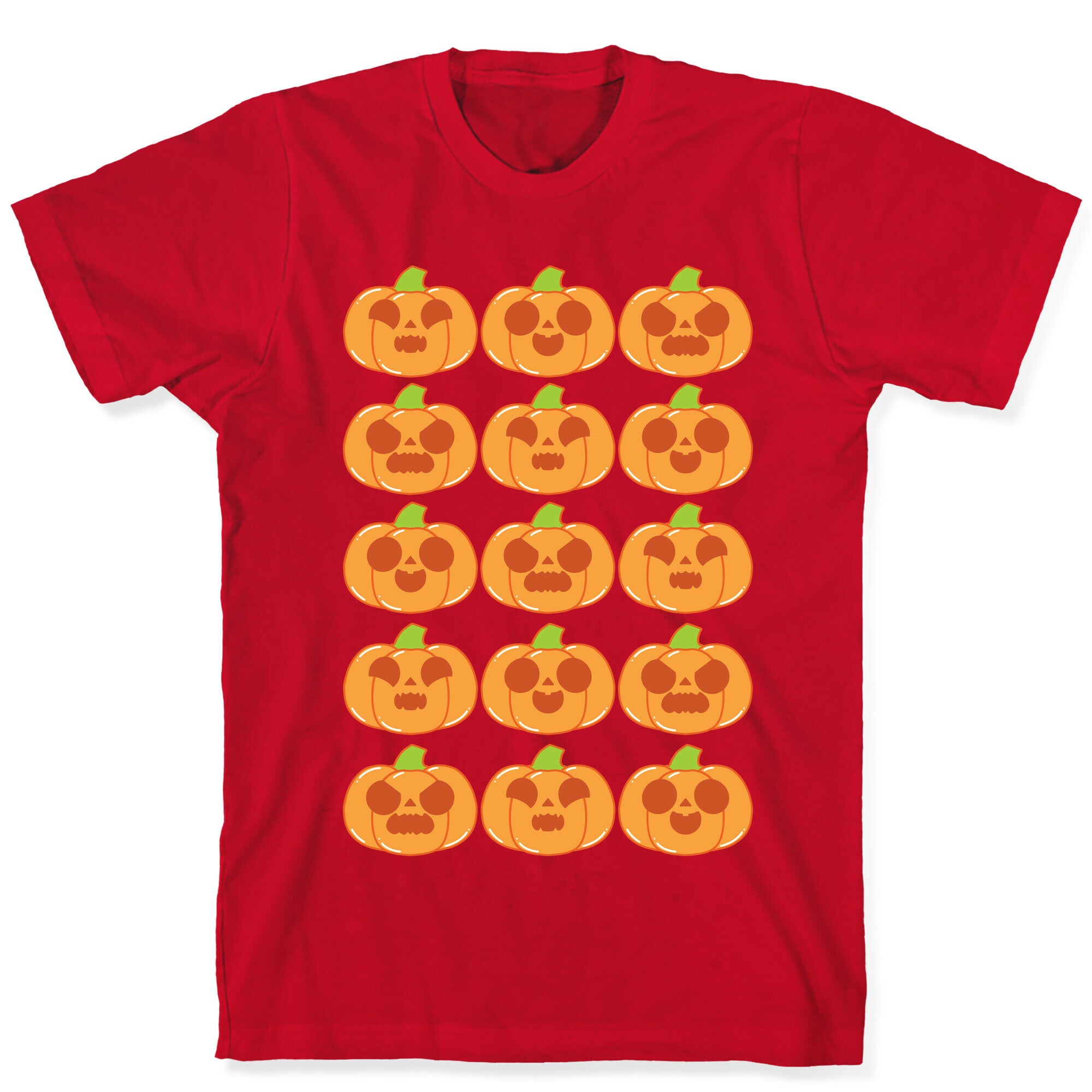 Kawaii Pumpkins Pattern Orange T-Shirt
