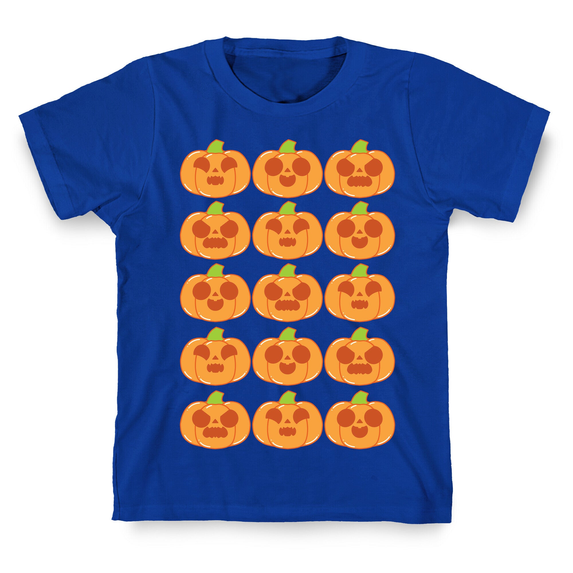 Kawaii Pumpkins Pattern Orange T-Shirt
