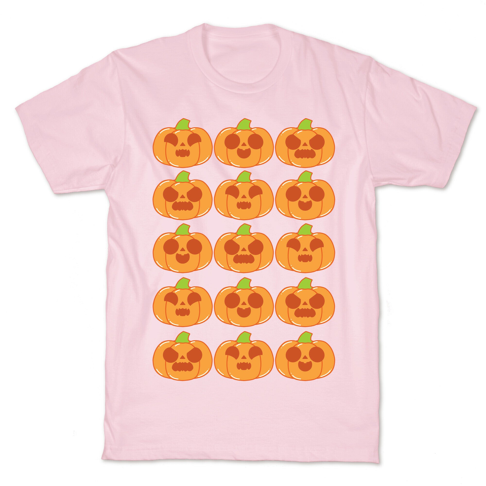 Kawaii Pumpkins Pattern Orange T-Shirt
