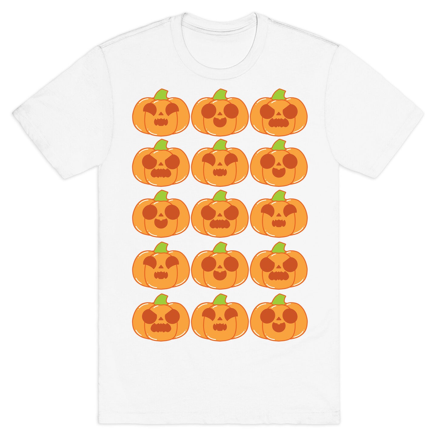 Kawaii Pumpkins Pattern Orange T-Shirt