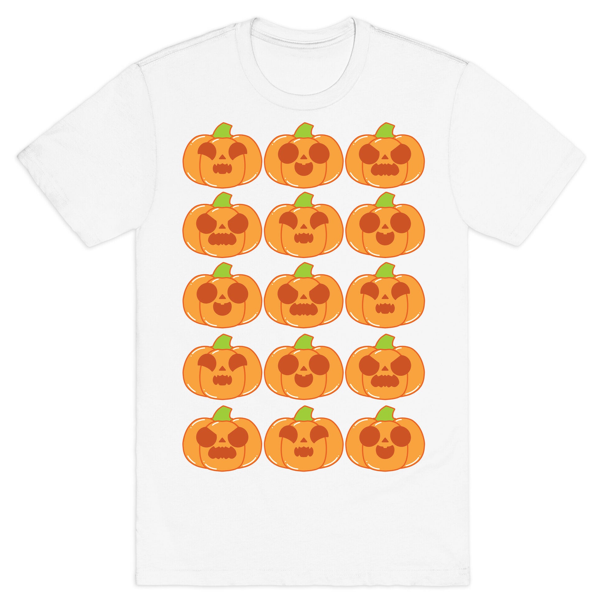 Kawaii Pumpkins Pattern Orange T-Shirt