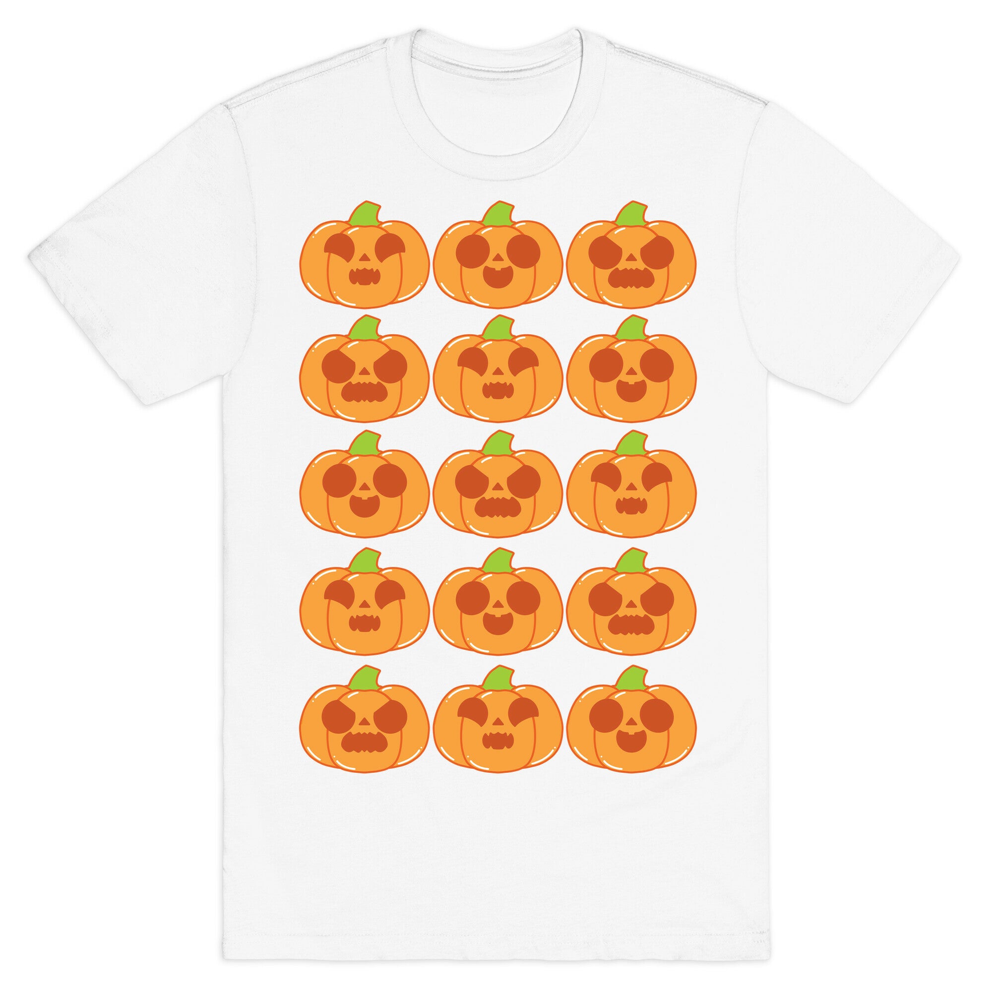 Kawaii Pumpkins Pattern Orange T-Shirt