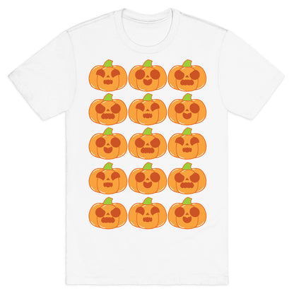 Kawaii Pumpkins Pattern Orange T-Shirt