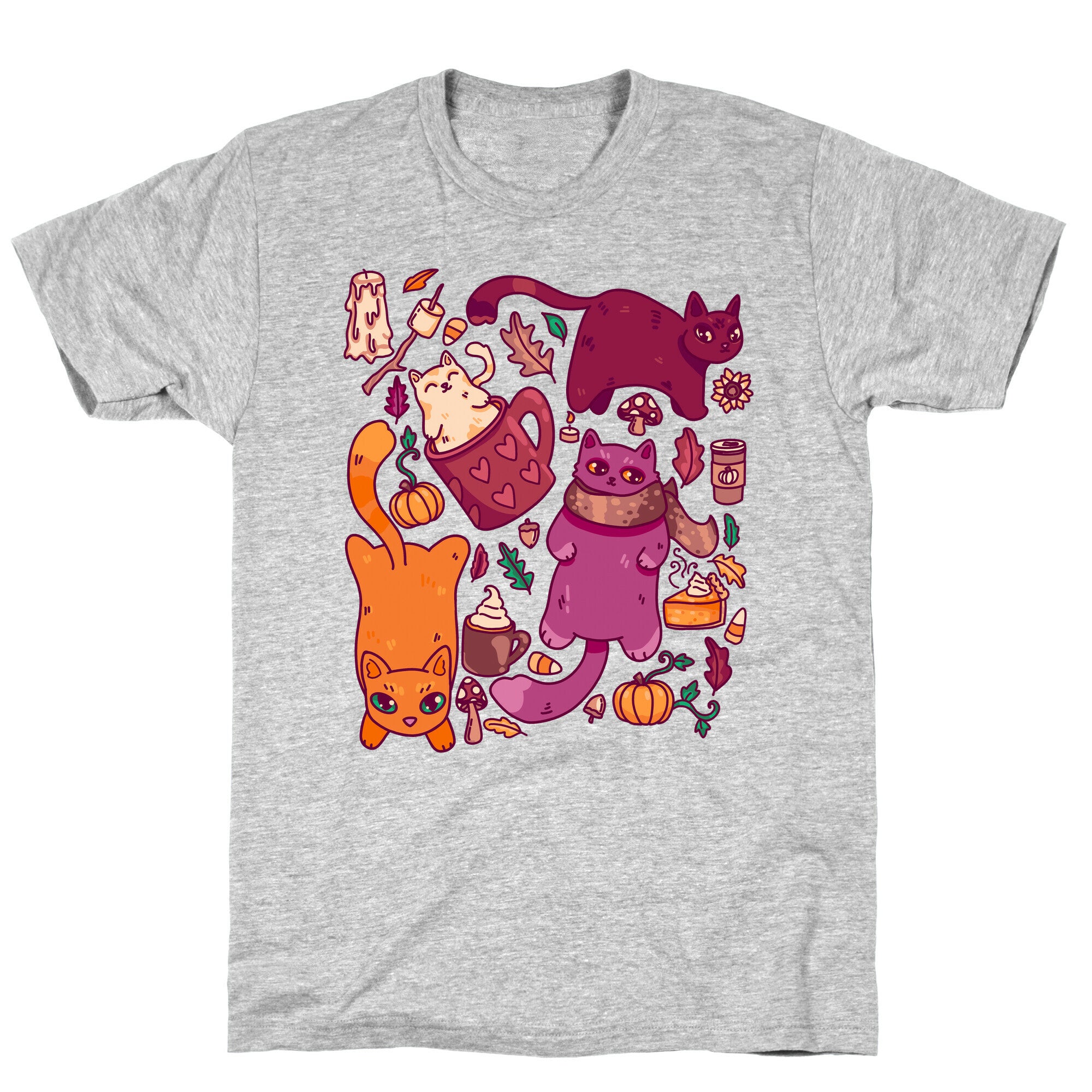 Fall Cats Pattern T-Shirt