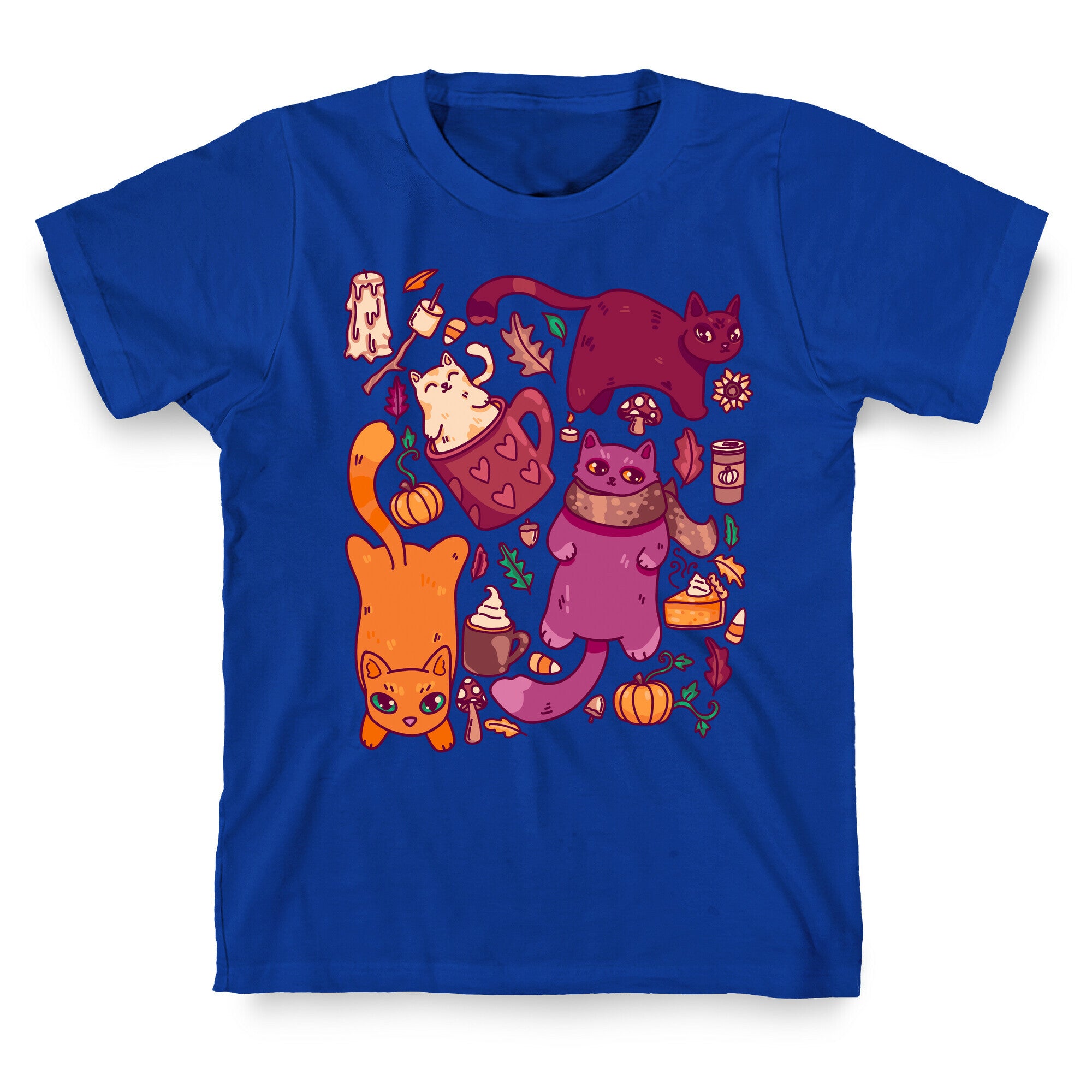 Fall Cats Pattern T-Shirt
