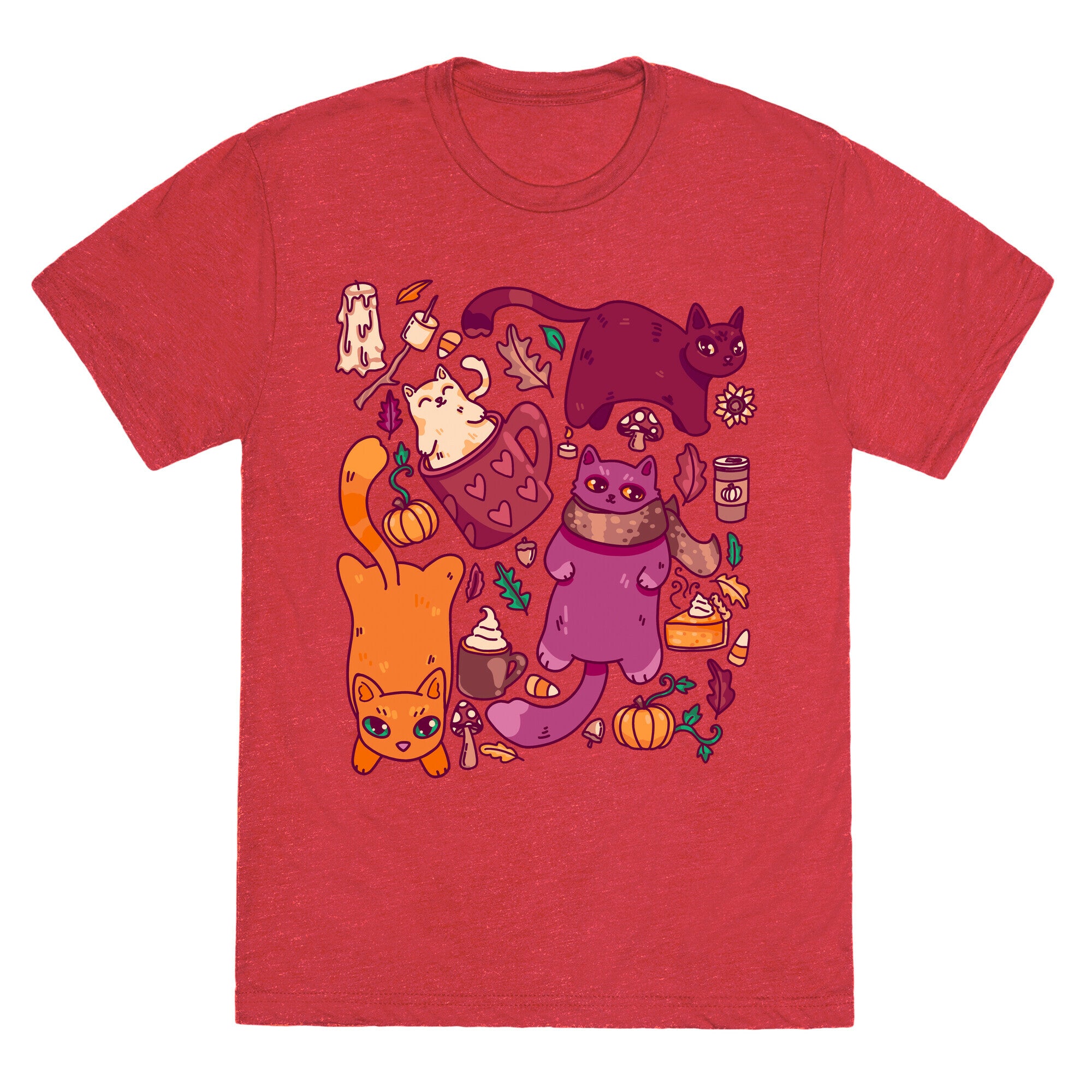 Fall Cats Pattern Unisex Triblend Tee