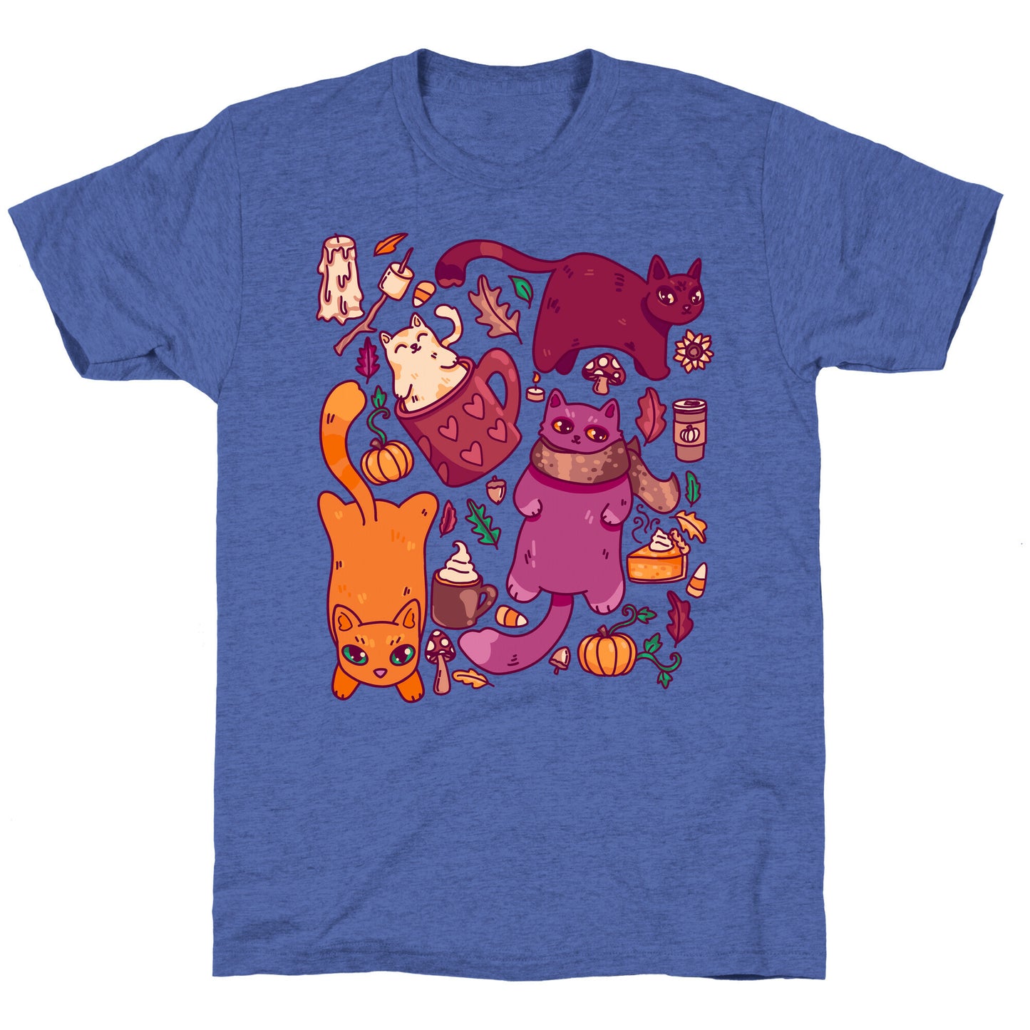 Fall Cats Pattern Unisex Triblend Tee