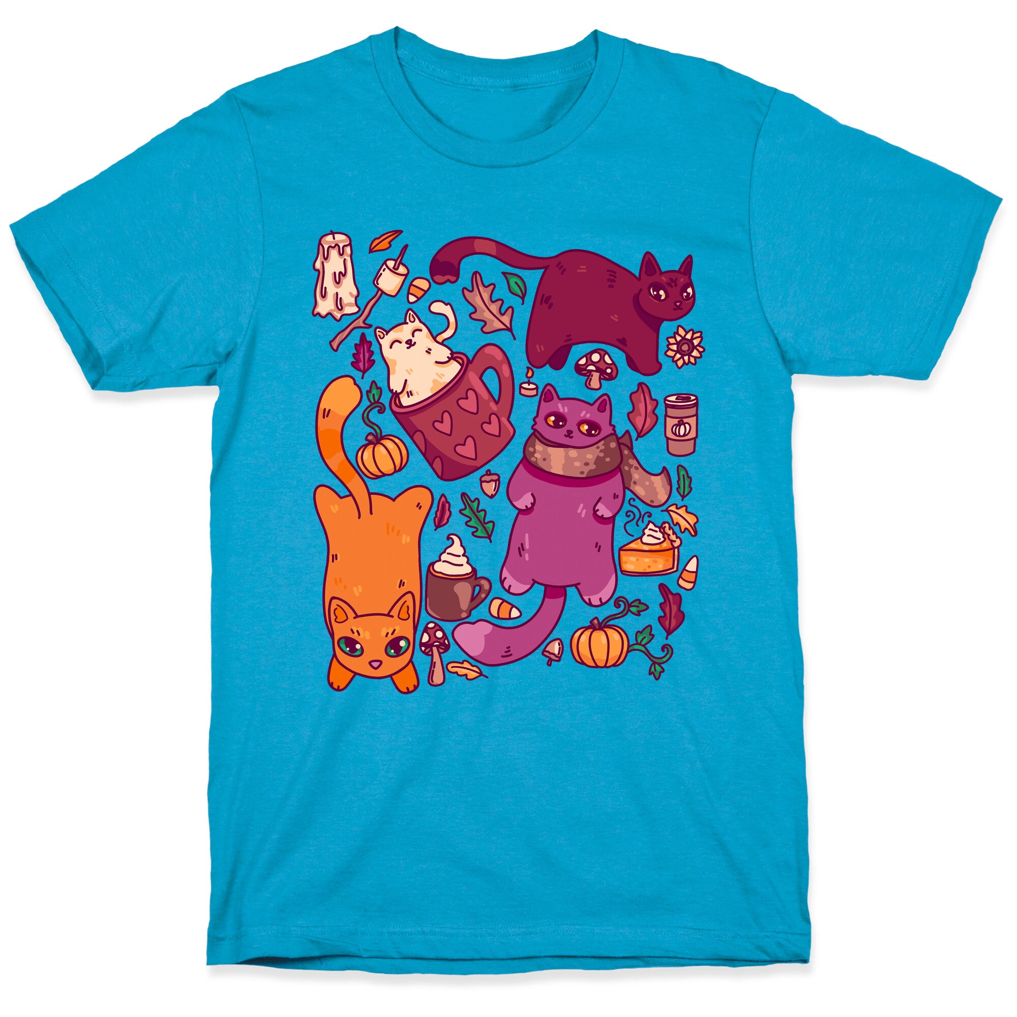 Fall Cats Pattern Unisex Triblend Tee