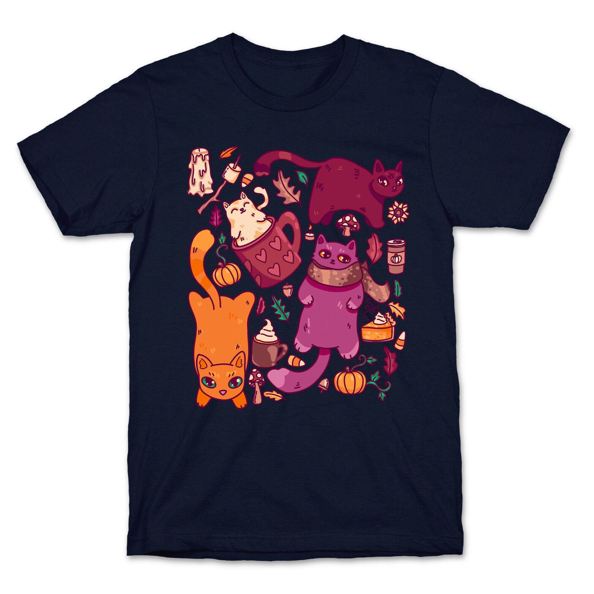 Fall Cats Pattern T-Shirt