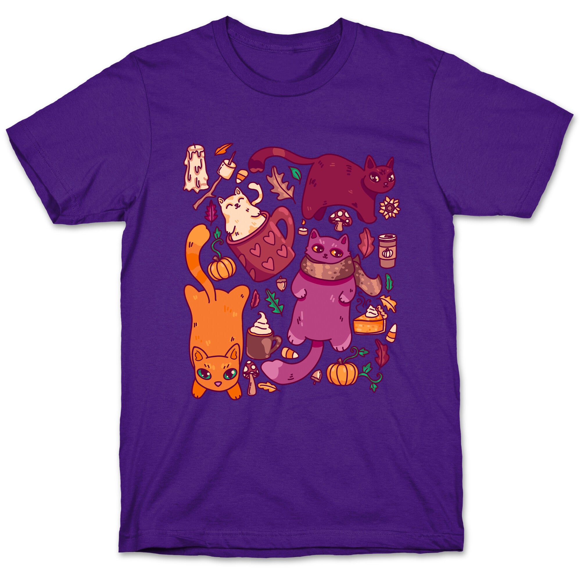 Fall Cats Pattern T-Shirt