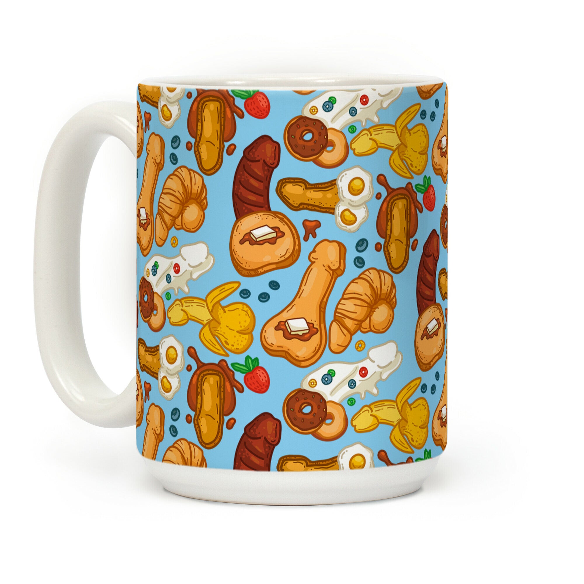 Phallic Breakfast Pattern Coffee Mug