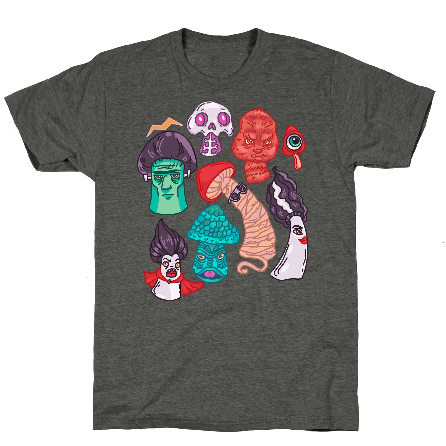 Mushroom Monsters Pattern Unisex Triblend Tee