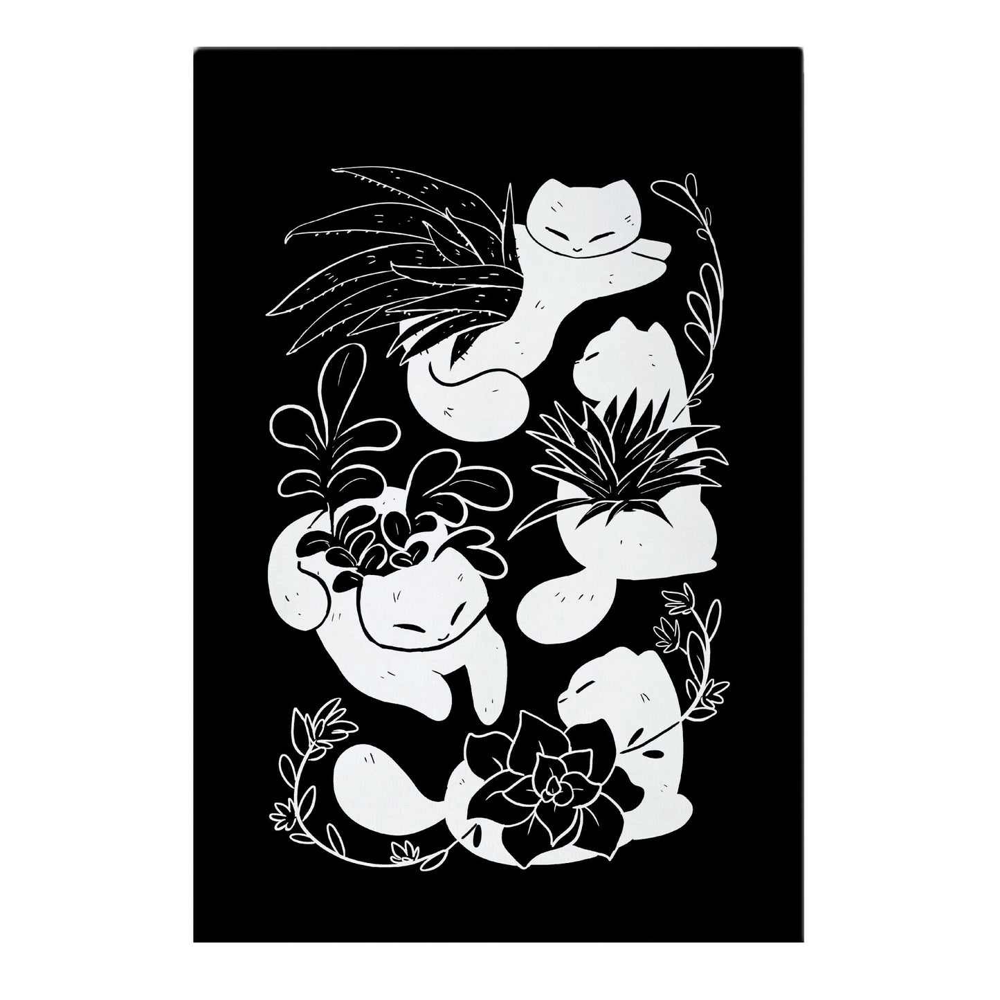 Succulent Cats On Black Garden Flag