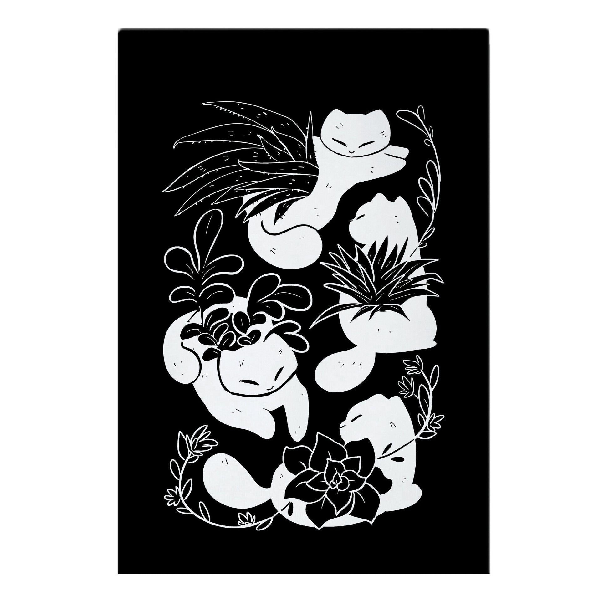 Succulent Cats On Black Garden Flag