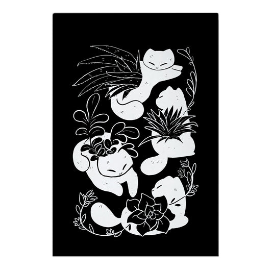 Succulent Cats On Black Garden Flag