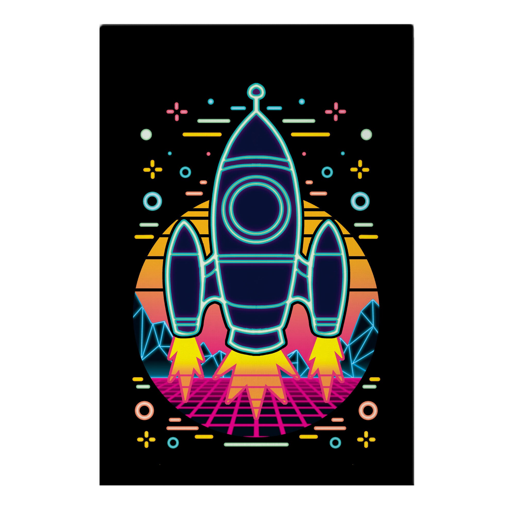 Synthwave Space Exploration Garden Flag