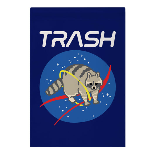 Trash Raccoon Nasa Logo Parody White Print Garden Flag