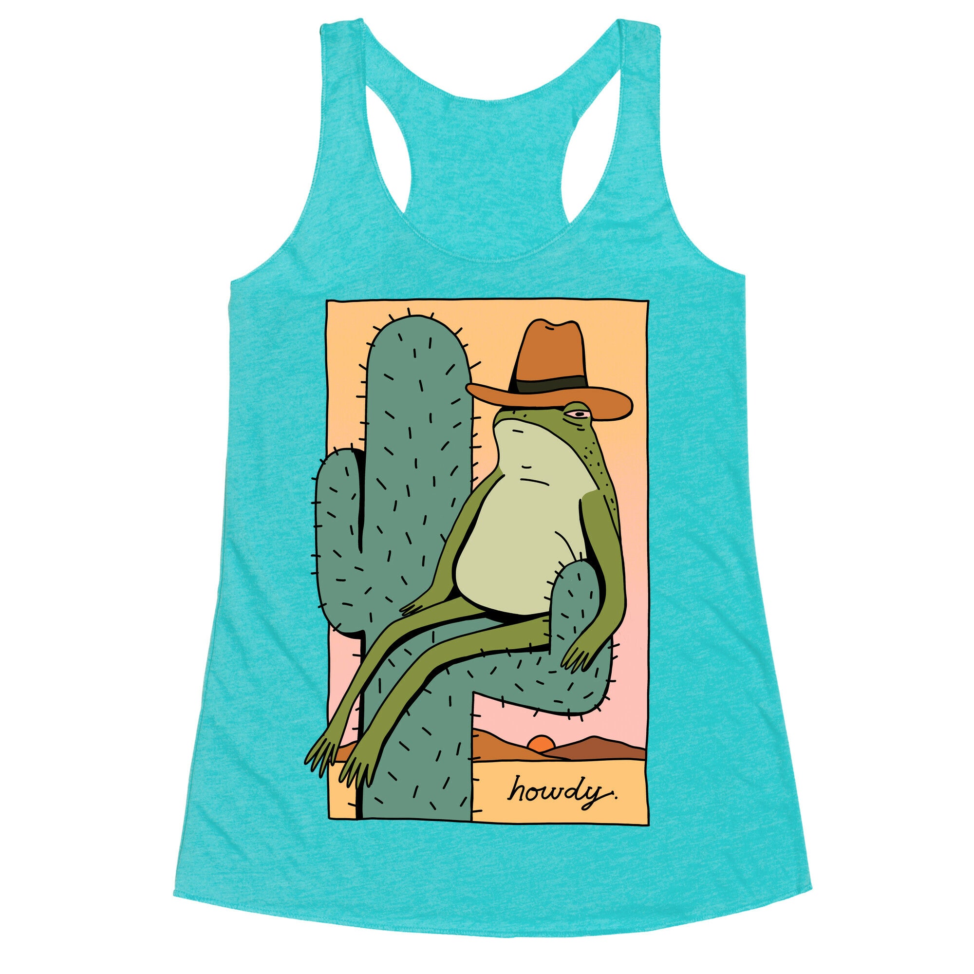 Howdy Frog Cowboy Racerback Tank