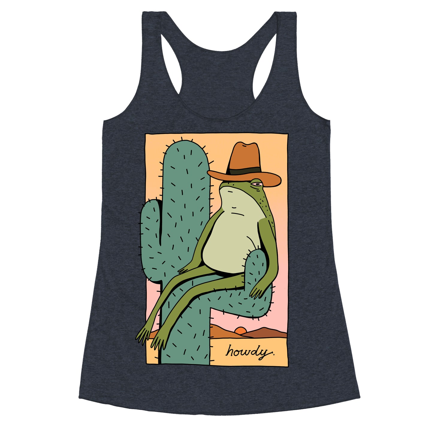 Howdy Frog Cowboy Racerback Tank