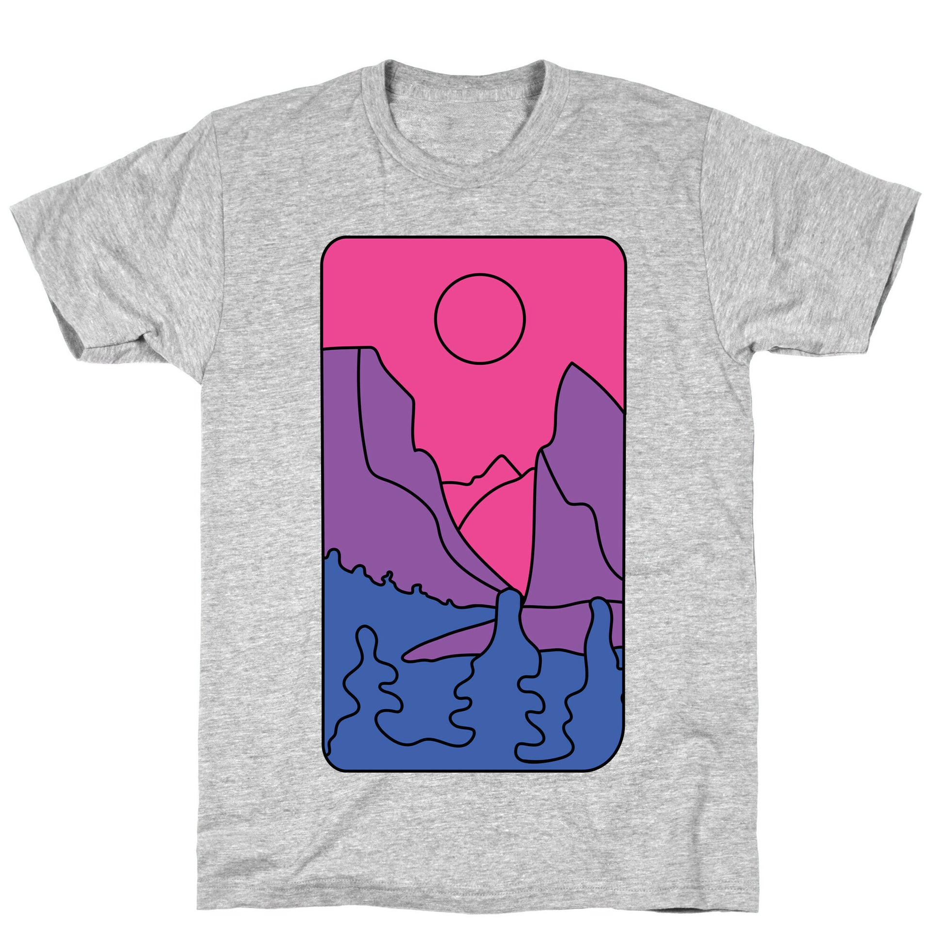 Groovy Pride Flag Landscapes: Bi Flag T-Shirt