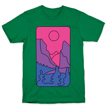Groovy Pride Flag Landscapes: Bi Flag T-Shirt