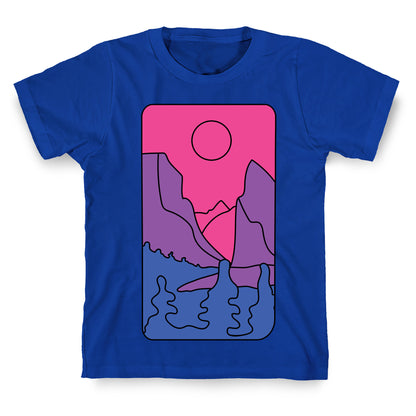 Groovy Pride Flag Landscapes: Bi Flag T-Shirt