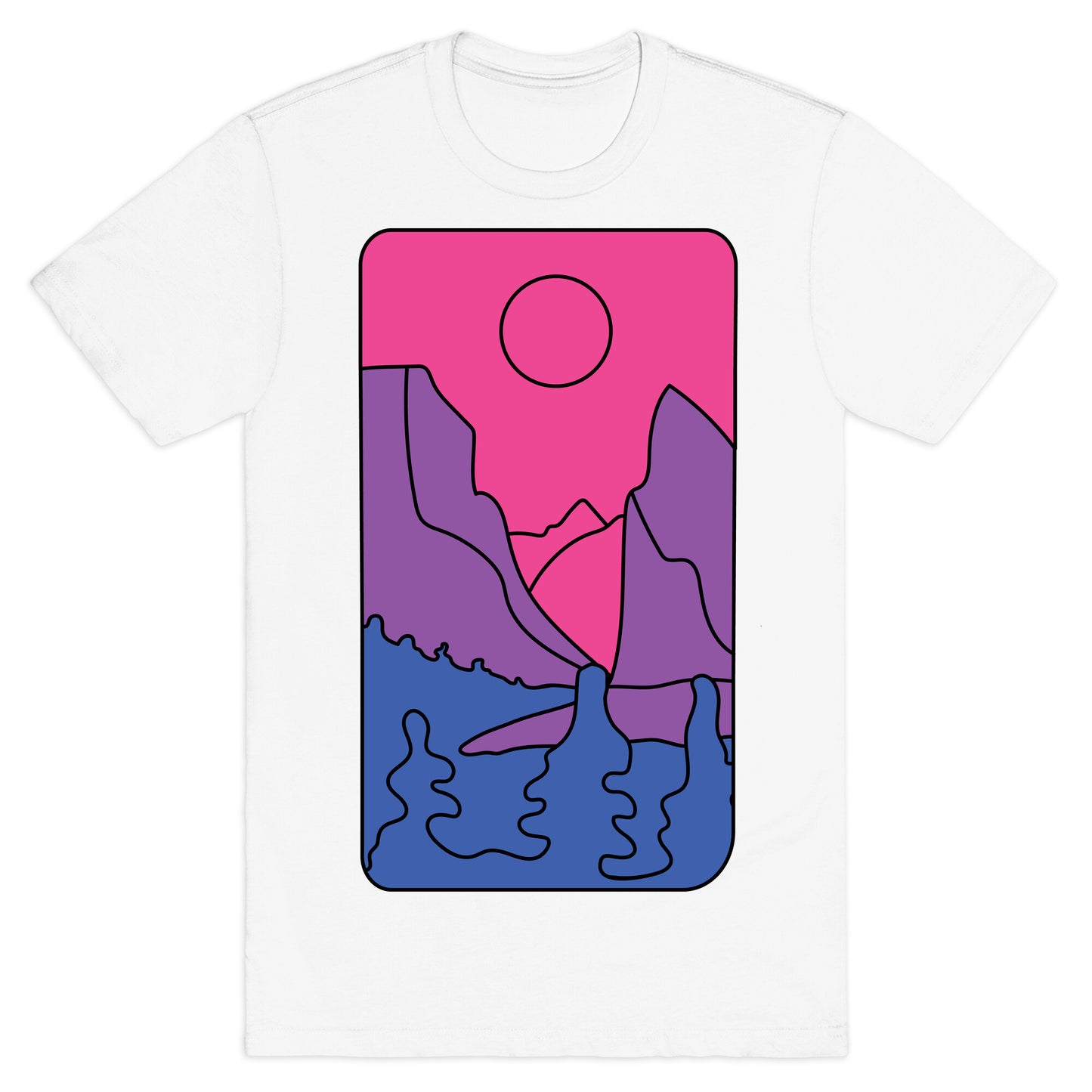 Groovy Pride Flag Landscapes: Bi Flag T-Shirt