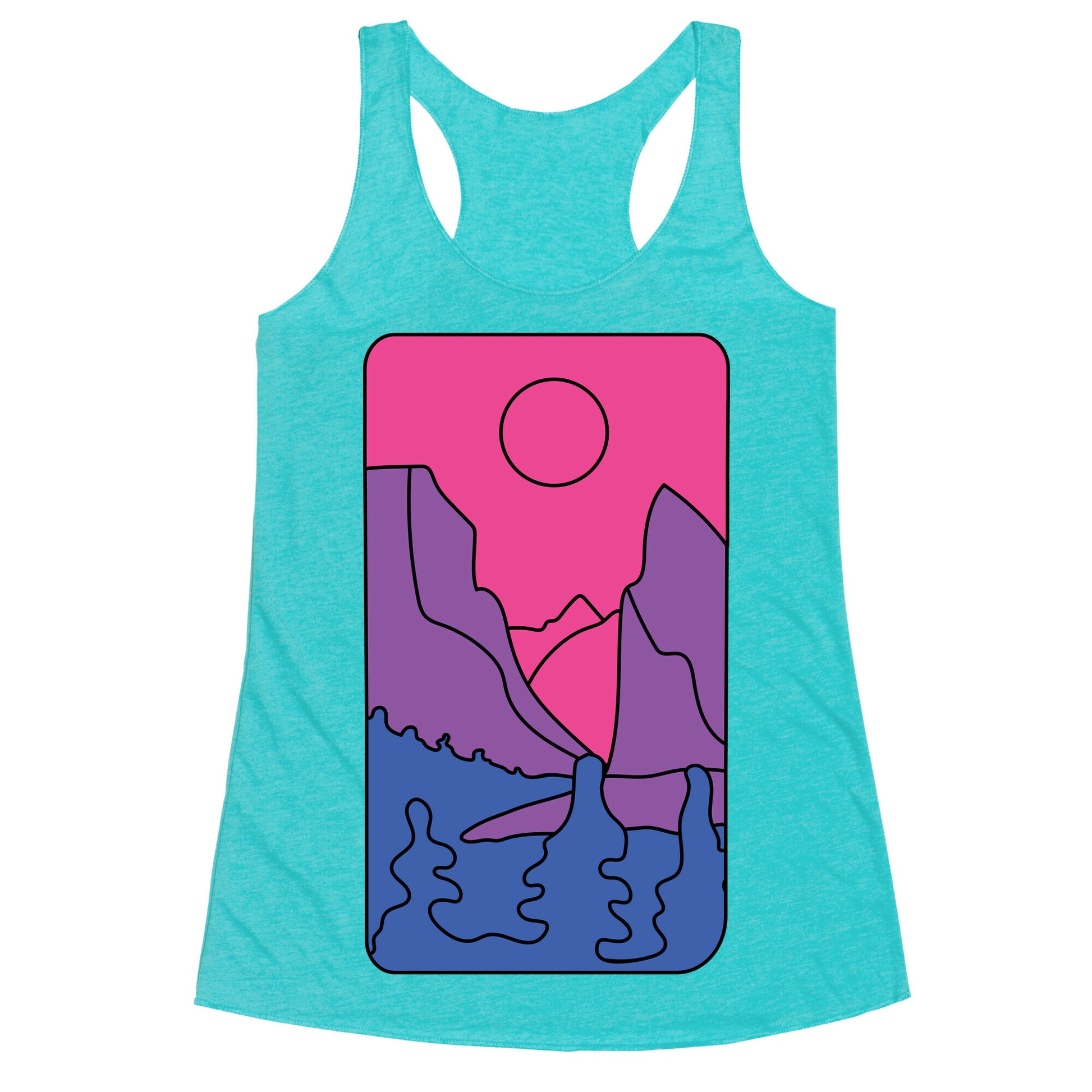 Groovy Pride Flag Landscapes: Bi Flag Racerback Tank