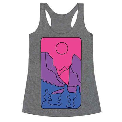 Groovy Pride Flag Landscapes: Bi Flag Racerback Tank