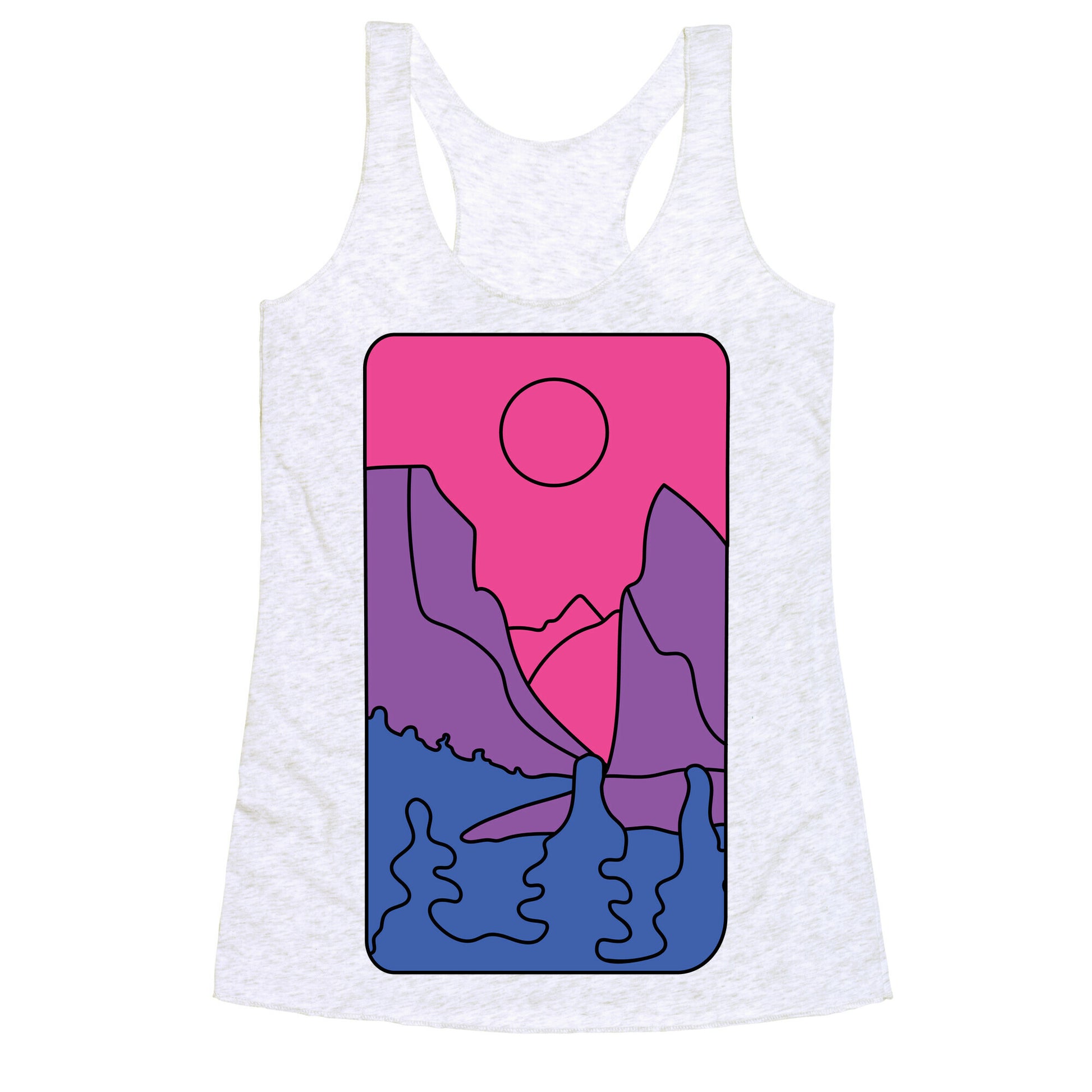 Groovy Pride Flag Landscapes: Bi Flag Racerback Tank
