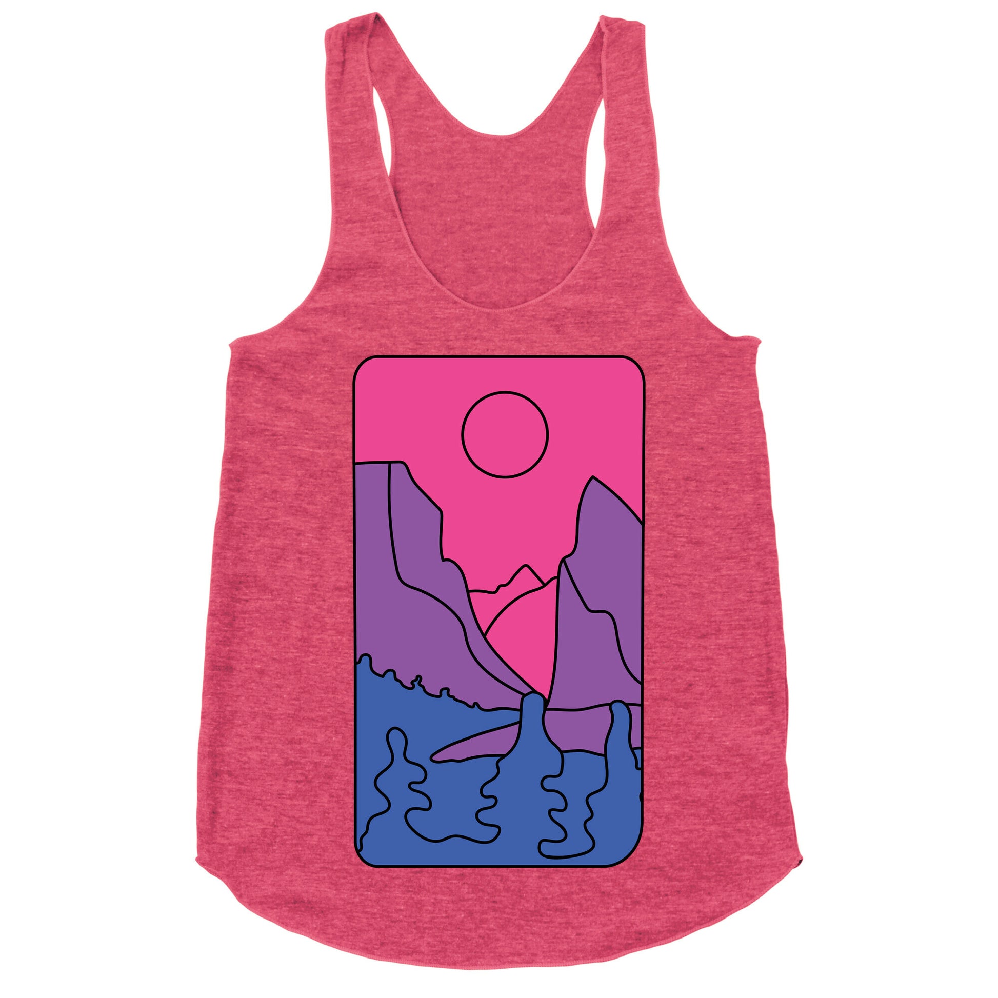 Groovy Pride Flag Landscapes: Bi Flag Racerback Tank