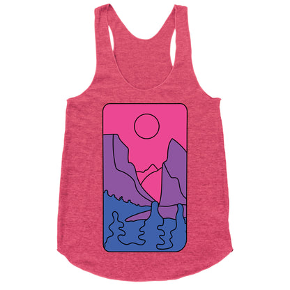 Groovy Pride Flag Landscapes: Bi Flag Racerback Tank