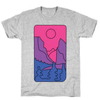 Groovy Pride Flag Landscapes: Bi Flag T-Shirt
