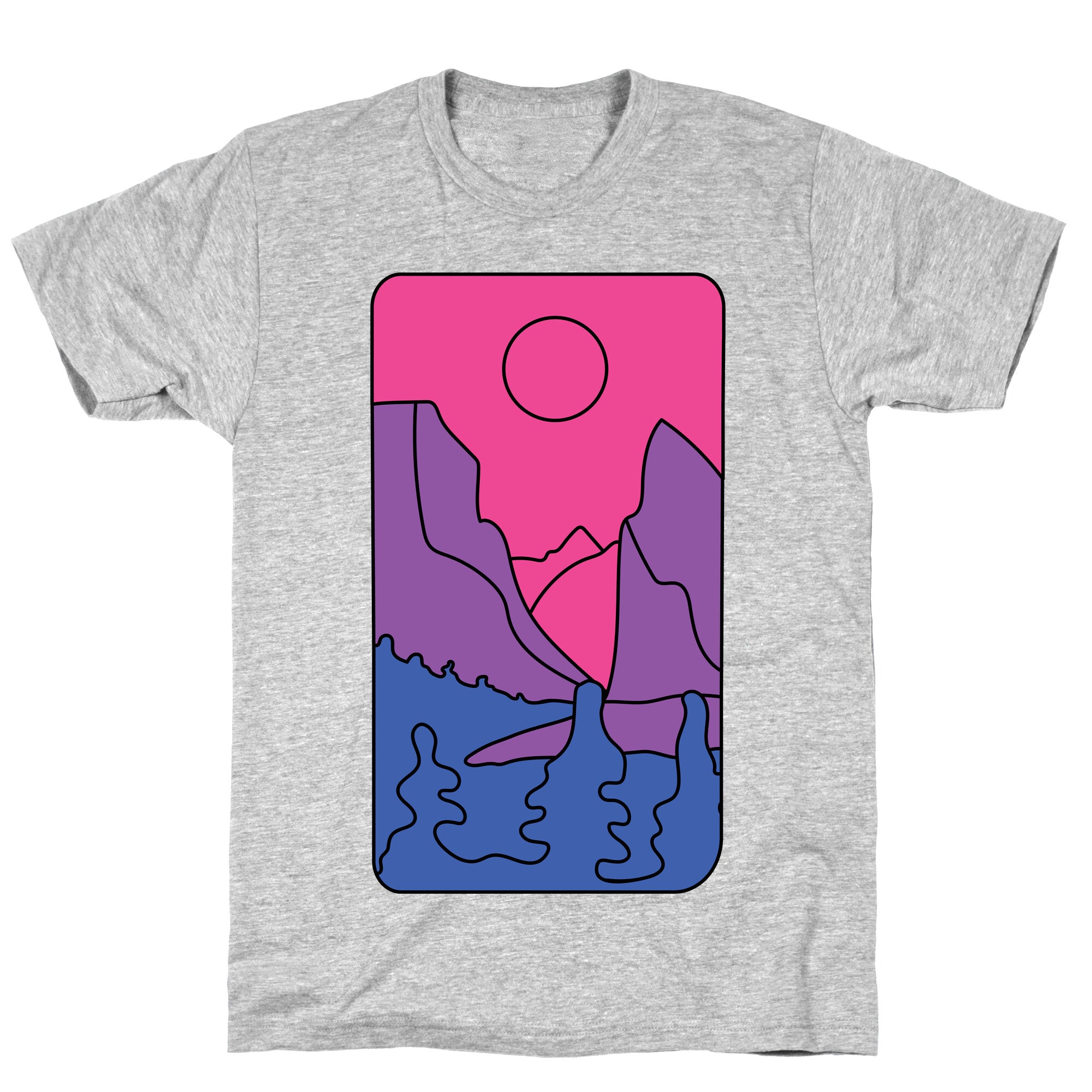 Groovy Pride Flag Landscapes: Bi Flag T-Shirt