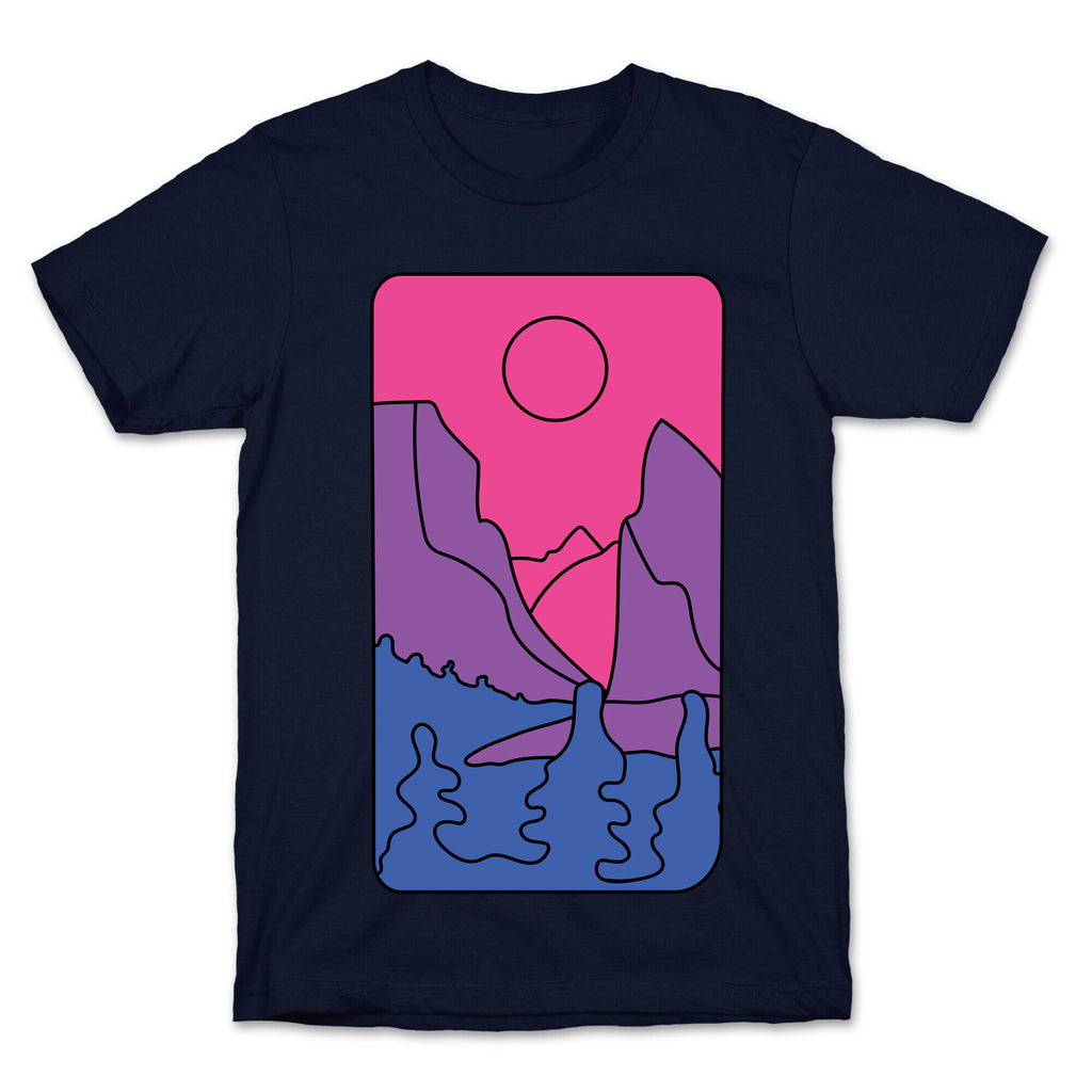 Groovy Pride Flag Landscapes: Bi Flag T-Shirt