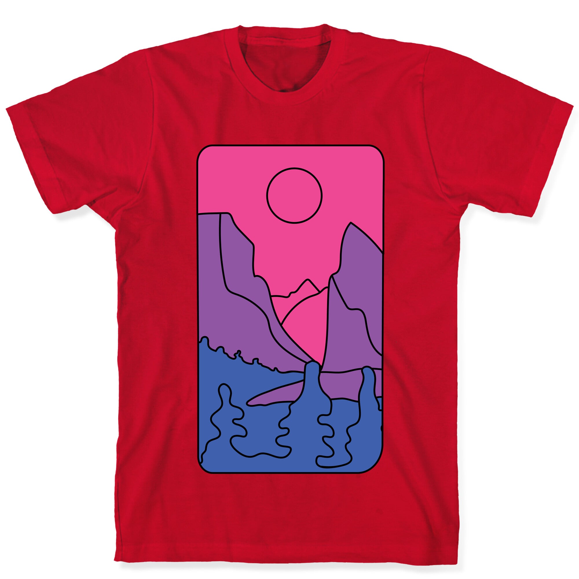 Groovy Pride Flag Landscapes: Bi Flag T-Shirt