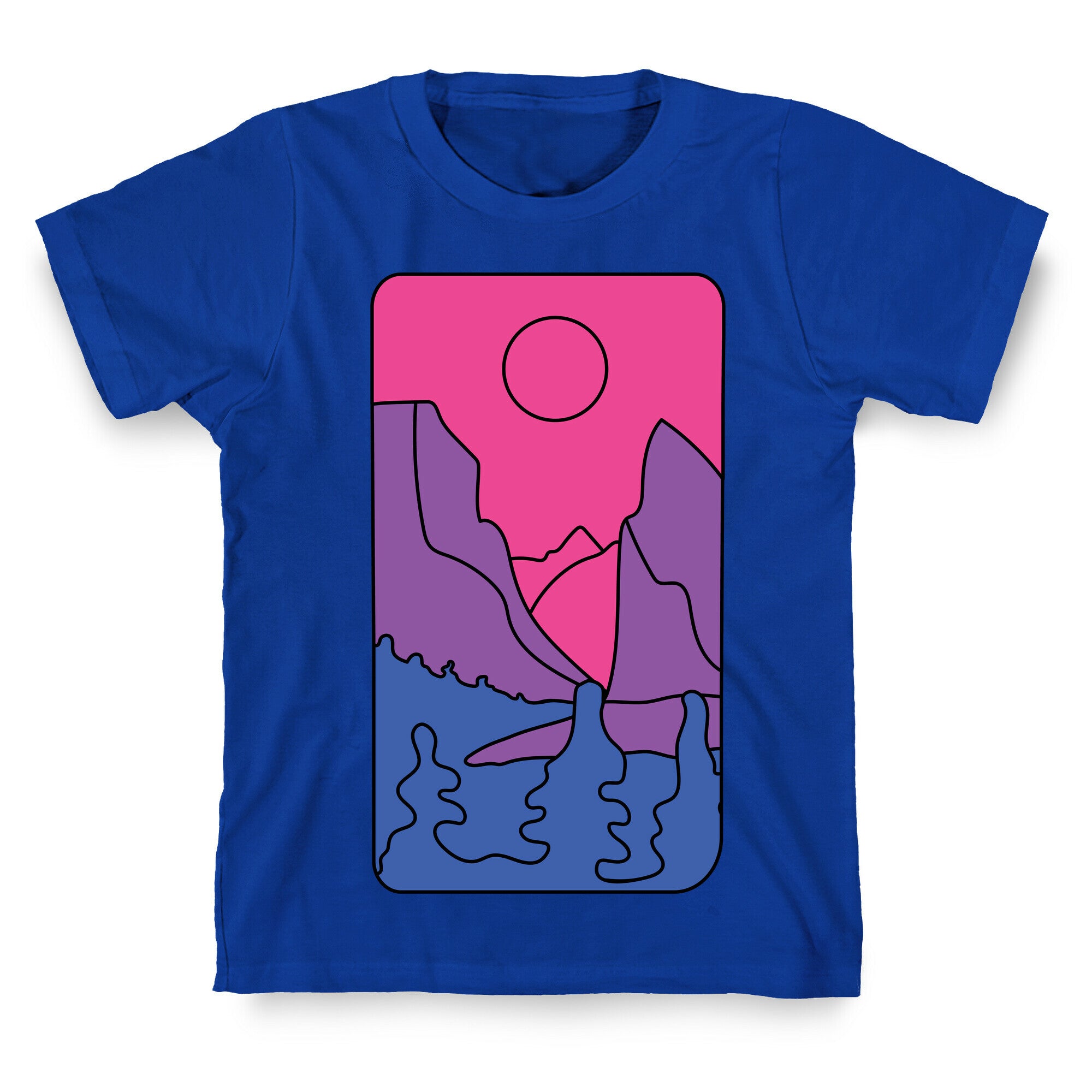 Groovy Pride Flag Landscapes: Bi Flag T-Shirt