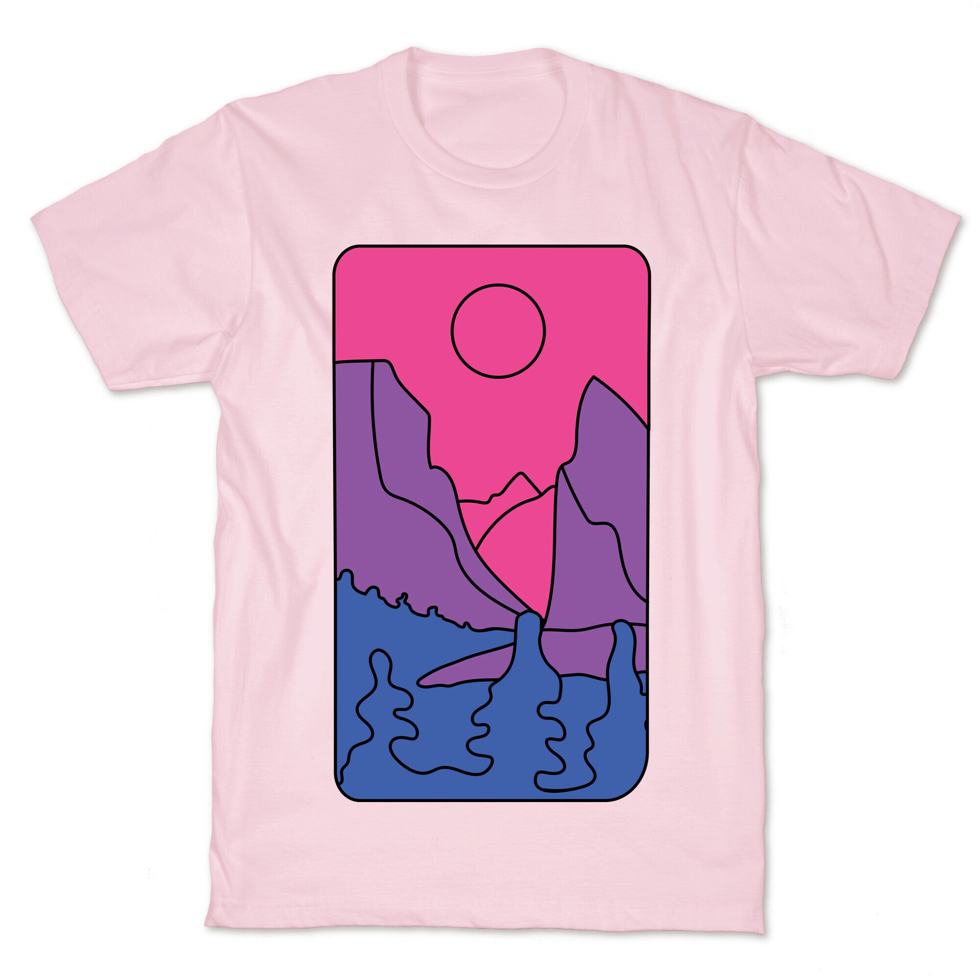 Groovy Pride Flag Landscapes: Bi Flag T-Shirt