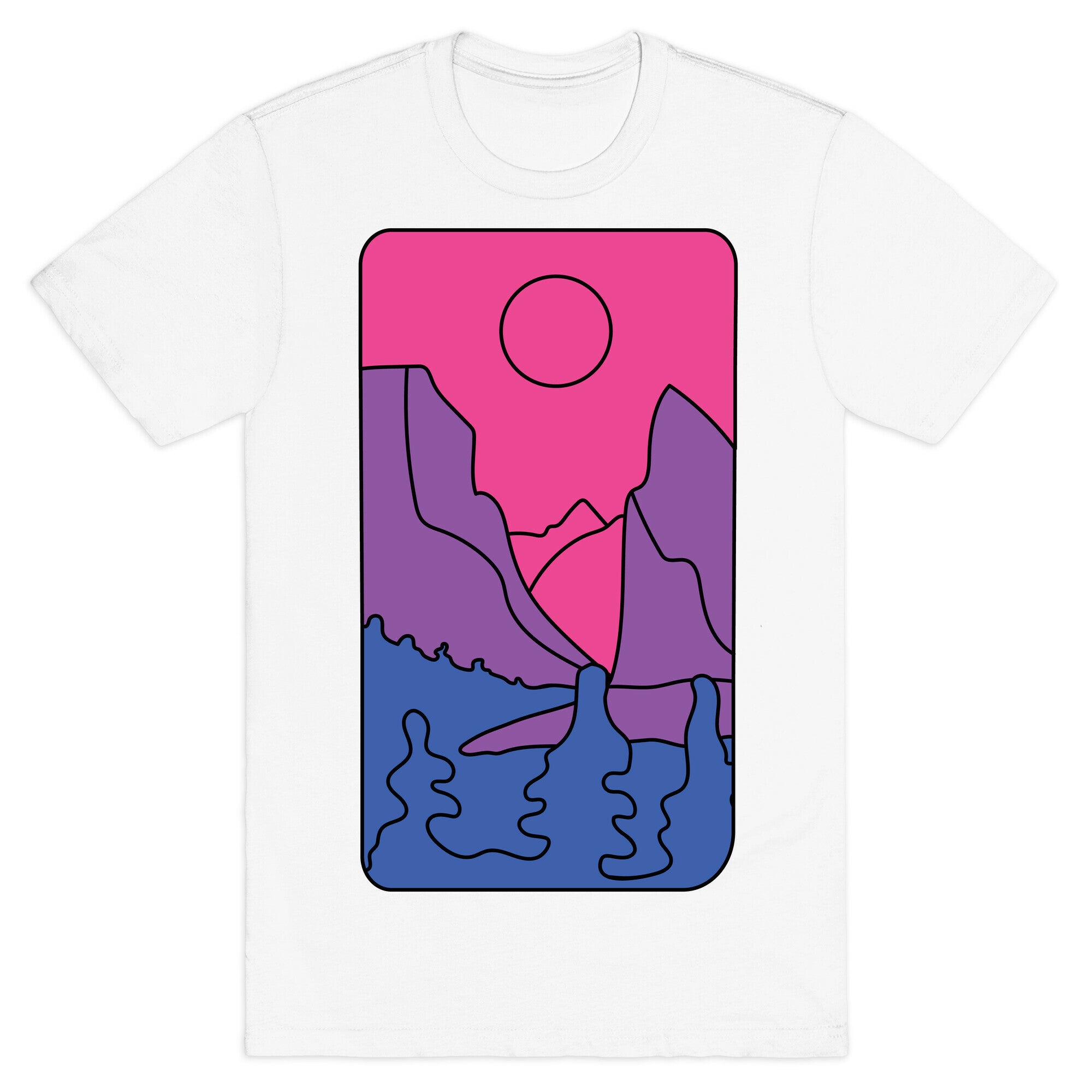 Groovy Pride Flag Landscapes: Bi Flag T-Shirt