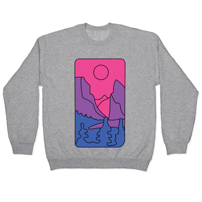 Groovy Pride Flag Landscapes: Bi Flag Crewneck Sweatshirt
