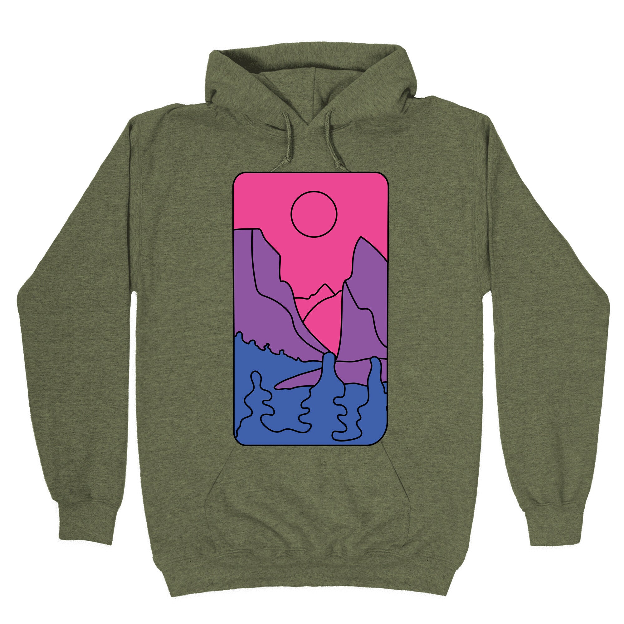 Groovy Pride Flag Landscapes: Bi Flag Hoodie