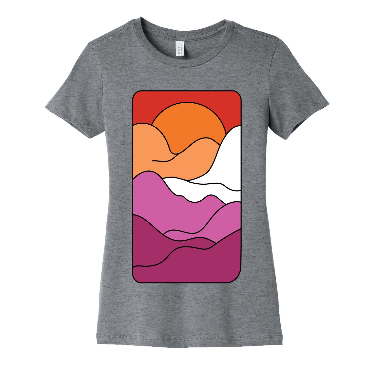 Groovy Pride Flag Landscapes: Lesbian Flag Women's Cotton Tee