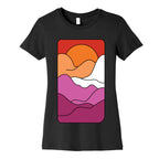 Groovy Pride Flag Landscapes: Lesbian Flag Women's Cotton Tee