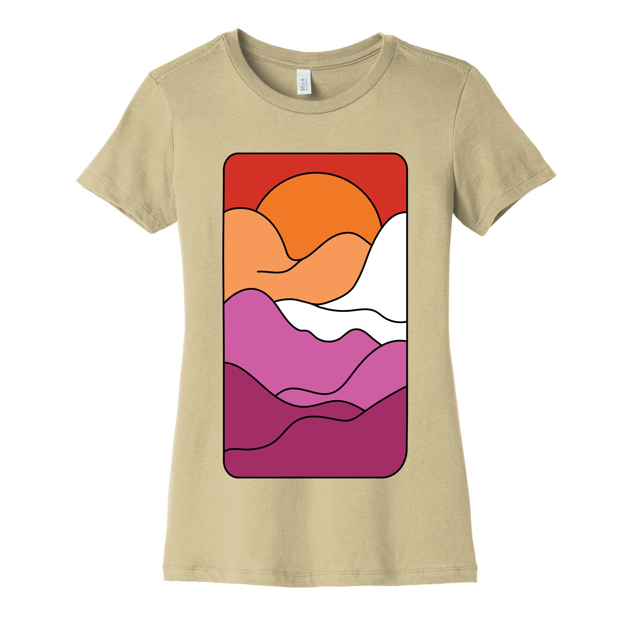 Groovy Pride Flag Landscapes: Lesbian Flag Women's Cotton Tee