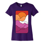 Groovy Pride Flag Landscapes: Lesbian Flag Women's Cotton Tee