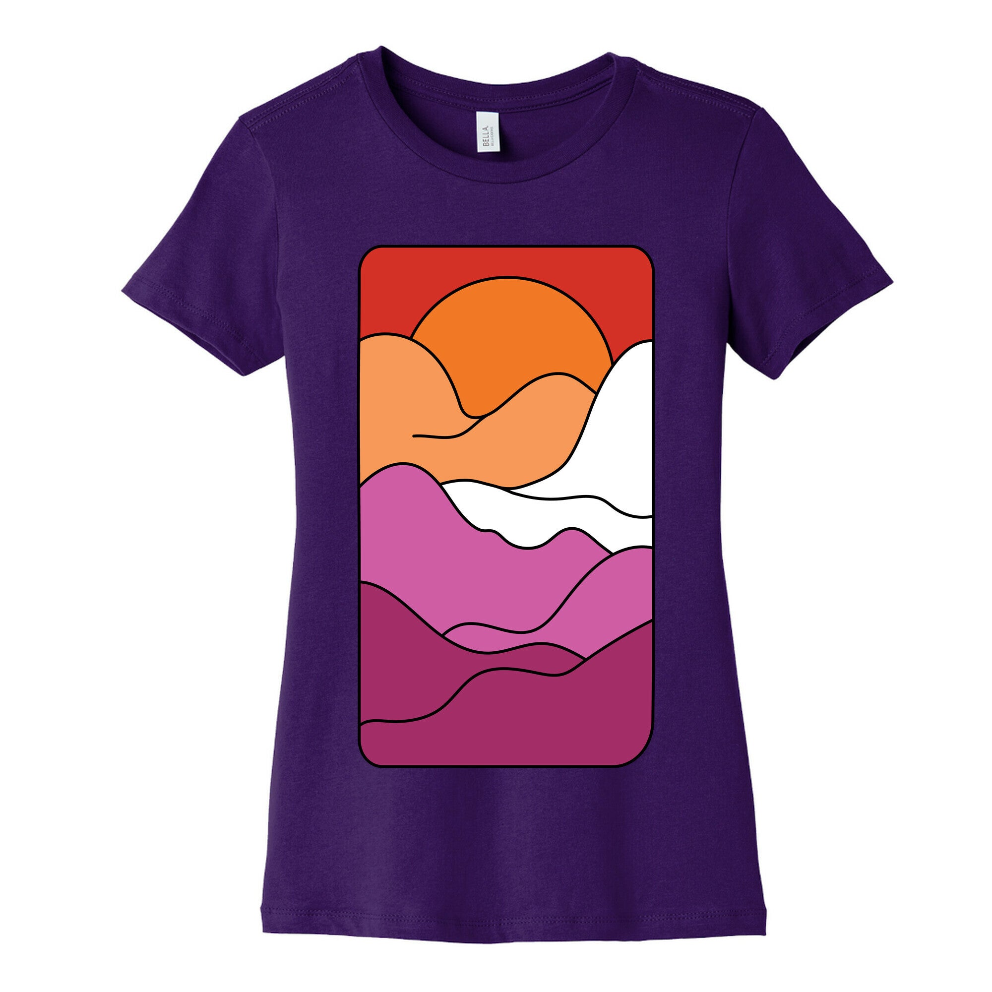 Groovy Pride Flag Landscapes: Lesbian Flag Women's Cotton Tee