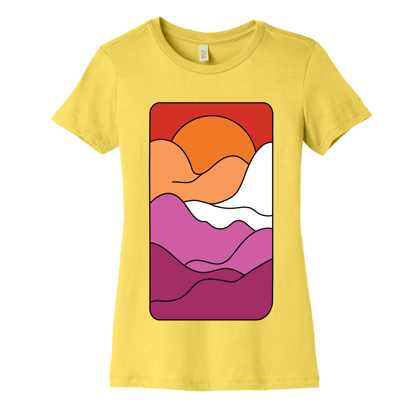 Groovy Pride Flag Landscapes: Lesbian Flag Women's Cotton Tee