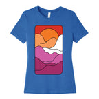 Groovy Pride Flag Landscapes: Lesbian Flag Women's Cotton Tee